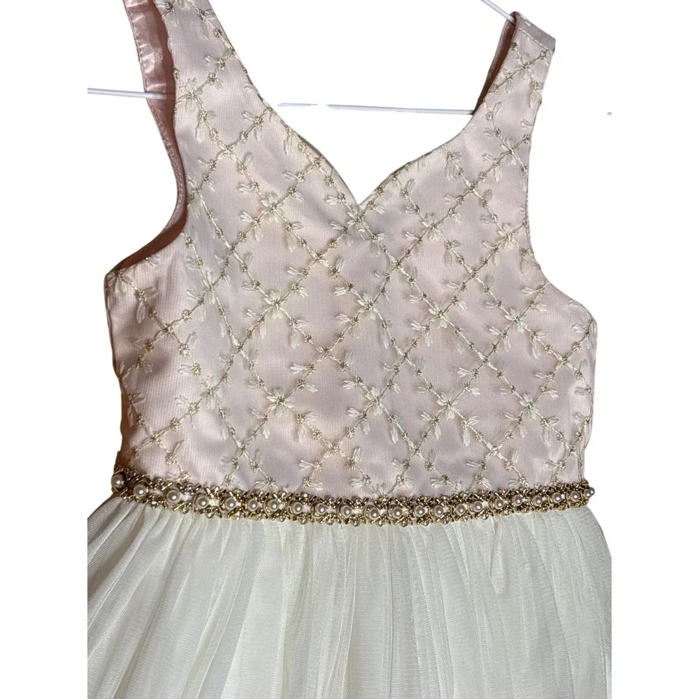 American Princess Girls Pink White Tulle High Low Flower Girl Party Dress Size 8